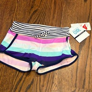 Athleta Girl Navy and White Striped Shorts